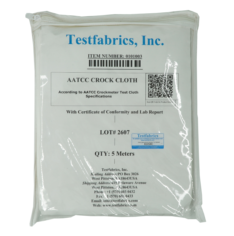 Testfabrics #Crock Cloth 美标干湿耐摩擦白棉附布（5米/包）
