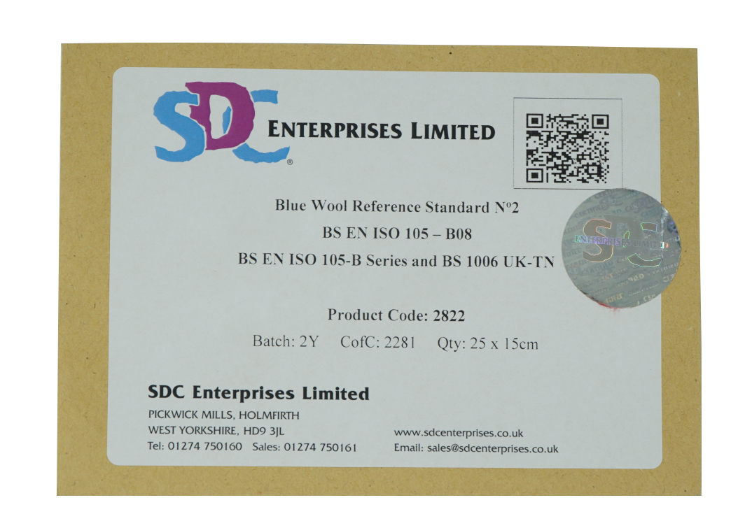 英国SDC #2822 耐光试验蓝羊毛布2号 （15cm x 25cm ）